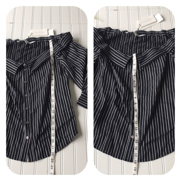Veronica Beard NWT off shoulder striped top black - Picture 3 of 8